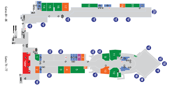 Terminal 7 map at LAX airport.